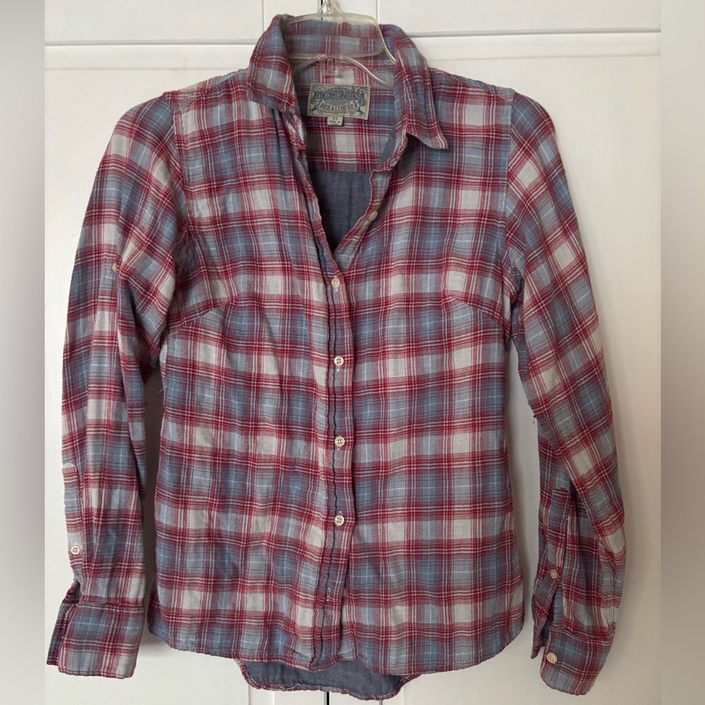 JACHS Girlfriend Red and Blue Plaid Shirt Size XS
